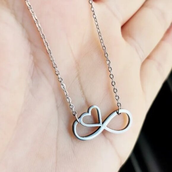 Elegant Silver Infinity Heart Necklace for Granddaughter - Picture 2 of 8